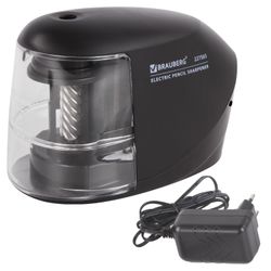 BRAUBERG electrical sharpener, 220V power supply or 4 AA batteries, reliable milling mechanism