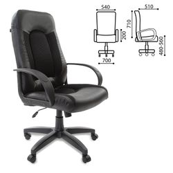 BRABIX Office Chair "Strike EX-525", eco-skin black, fabric black, TW