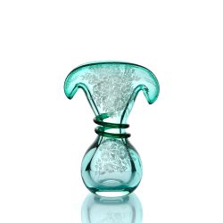 Гусевской Хрустальный завод / Crystal vase for flowers "Curl" with engraving light green
