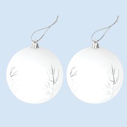 ЗОЛОТАЯ СКАЗКА / Christmas balls with a pattern SET 2 pcs., Plastic, 10 cm, WHITE SILVER, matte