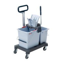 VILEDA / Cleaning trolley "UltraSpidPro", 2 removable buckets 25 l + 10 l, platform, with handle, tunnel extraction