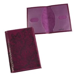 Passport cover BEFLER "Lace", natural leather, embossed, purple