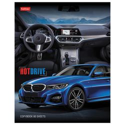 HATBER / Notebook, A5, 80 sh., Bracket, cage, cardboard cover, "HOT DRIVE" / 14 pcs.