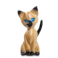 Decor and Gift / Wooden figurine "Cat - Tail with a pistol" 16 cm