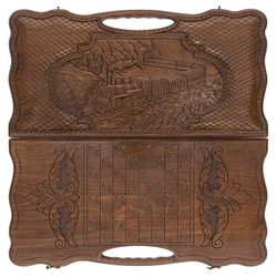 GamesDealer / Carved backgammon "Steam locomotive" with handle 60, Haleyan