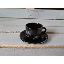 Хорекс / Fincan "Gazzetta Nero" di caffe espresso fincan tabağı ile 12 adet.