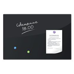 Board magnetic marker glass (40x60 cm), 3 magnets, BLACK, BRAUBERG