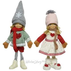 Kaemingk / Set de figurines décoratives Klaus et Greta - Vacances à Copenhague 25 cm, 2 pièces