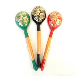 Хохлома Оптом / Wooden tea spoon "Zolotaya kudrina" 10 pieces