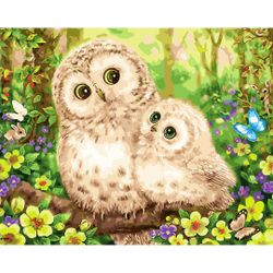 ВанГогВоМне / VanGogVoMne / Paint by number "Owl and owlet" 40x50 cm