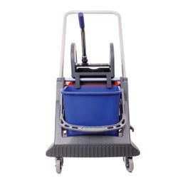 BRABIX harvesting trolley, 2 removable buckets of 30 l, mechanical spinning, plastic frame, locking handle