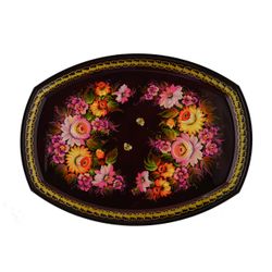 Сувениры из Н.Тагила / Souvenirs from N. Tagil / Tray "Poluoval. Flowers with bees", 30x40 cm