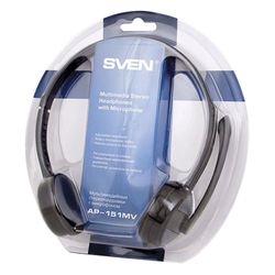 SVEN / Наушники с микрофоном (гарнитура) AP-151MV, проводные 1,2 м, с оголовьем, черные