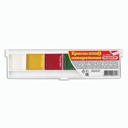 Watercolor PYTHAGORAS, 6 colors, honey, without a brush, plastic box