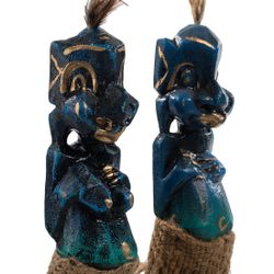 Decor and Gift / Wooden figurine "Asmat blue, turquoise" 20 cm