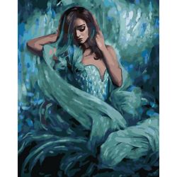 Опт-картина / Pintura por números 40x50 Garota em um vestido azul