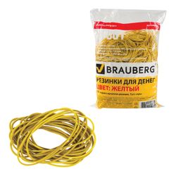 Universal bank rubber bands with a diameter of 60 mm, BRAUBERG 1000 g, yellow, natural rubber