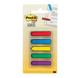 Bookmark adhesive POST-IT, plastic, 12 mm, 5 colors x 20pcs arrows