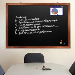 The chalk Board magnetic (100x150 cm), black painted hardwood frame, Russia, BRAUBERG