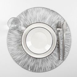 Доляна / Doliana / Set of kitchen napkins "Shining", 38 × 38 cm, 4 pcs, silver color