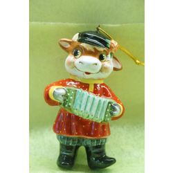 Ярославская майолика / Christmas toy "Grishka goby in a red shirt"