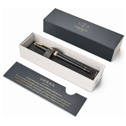 Pen pen PARKER "Core Urban Muted Black GT", body Matt black lacquer, gilded details, blue