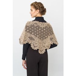 Lace shawl "the Firebird" beige with black, Madame Cruje