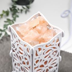 Сималенд / Salt lamp with dimmer "Wooden with a pattern"