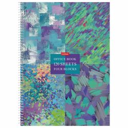 HATBER / Notebook A4 120 l. spiral, cage, hard cover, 4 dividers, "Color mosaic" / 3 pcs.