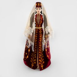 Asik / Collectible doll Ossetian in a scarlet suit with gold embroidery 34 cm