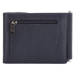 Clip FABULA "Brooklyn", genuine leather, contrast stitching, 86х126 mm, blue