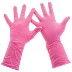 PACLAN / Latex household gloves pink "Practi Comfort", cotton sprinkling, size L (medium)
