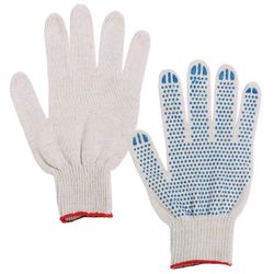 ЛАЙМА / Cotton gloves STANDARD, SET of 300 PAIRS, 7.5 class, 46-48 g, 166 tex, PVC dot, WHITE
