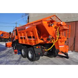 Sand spreading equipment on a dump truck