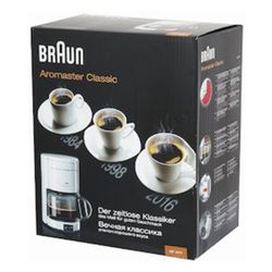 Coffee maker drip BRAUN KF47/1, 1000 watt, volume 1.3 liters, auto-disconnection, white