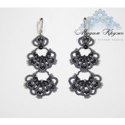 Lace earrings "Fun" gray