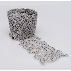 Lace scarf "Sky over Paris" gray with blue, Madame Cruje