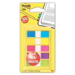 Bookmark adhesive POST-IT, plastic, 12 mm, 3+5 colors x 20 pieces