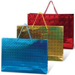 GRANDGIFT / Laminated gift bag, 45x33x10 cm, holographic, assorted color