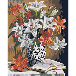 Опт-картина / Malen nach Zahlen CAKADU 40x50 Rot-weiße Lilien