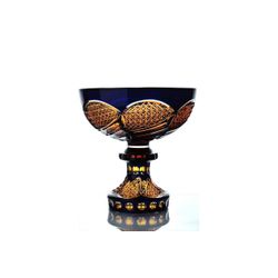 Гусевской Хрустальный завод / Crystal vase for fruit "Triumph" amber-blue