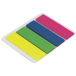 Bookmark adhesive STAFF NEON, plastic, or 12x45 mm, 4 colors x 25 sheets, Euro slot