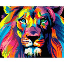 Опт-картина / Painting by numbers 40x50 Rainbow lion