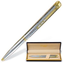 Pen gift ball GALANT "Barendorf", case silver engraved, gold parts, burner Assembly 0.7 mm, blue
