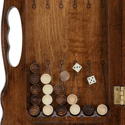 GamesDealer / Carved backgammon "Eagle" with handle 30, Haleyan