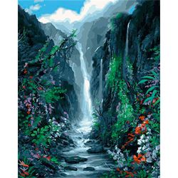 Опт-картина / Painting by numbers 40x50 Waterfall