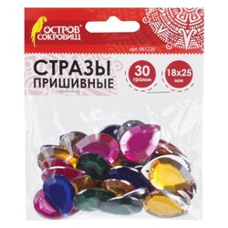 Rhinestones for creativity "Drop", color assorted, 18х25 mm, 30 grams, TREASURE ISLAND