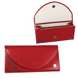 Purse women's BEFLER "Elegant cat", 190х100 mm, genuine leather, magnetic closure, embossed, red