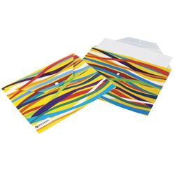 Folder-envelope with button BRAUBERG "EXPRESSION", A4 up to 100 sheets, multi-colored stripes, 0.18 mm