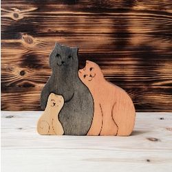 Wooden toy puzzle "Cat family"